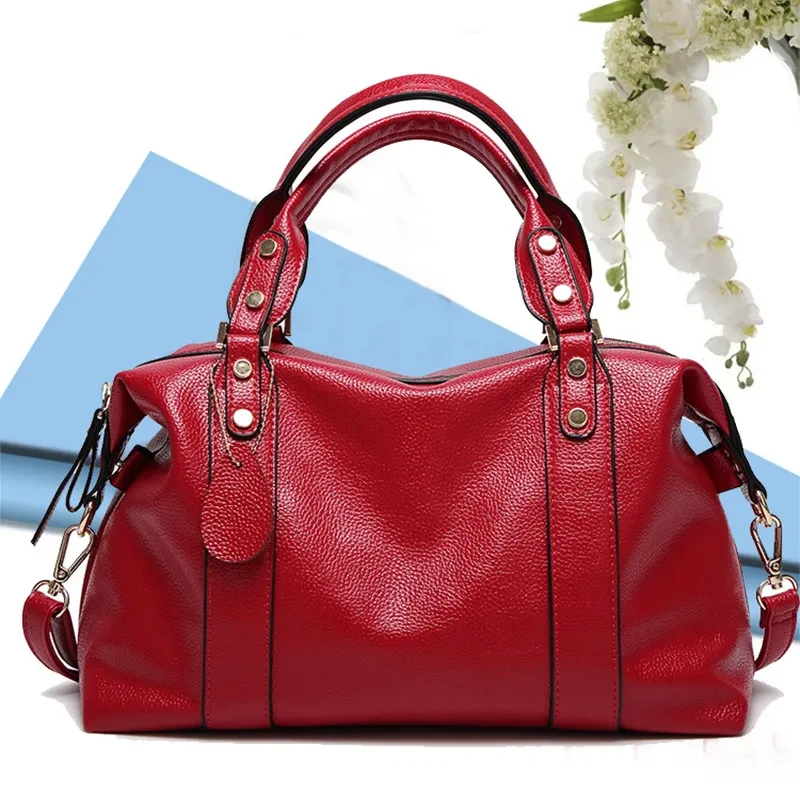 Fashion Boston Shoulder Bag Women's Handbags Retro Rivet Design Personalized Crossbody Bags