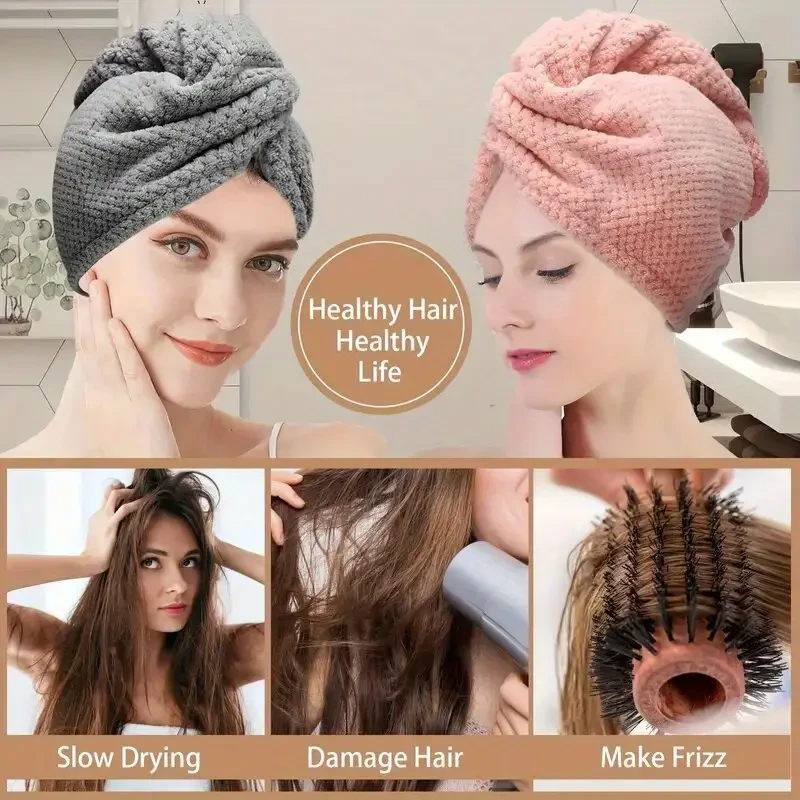 Soft Microfiber Hair Towel - Quick Dry,