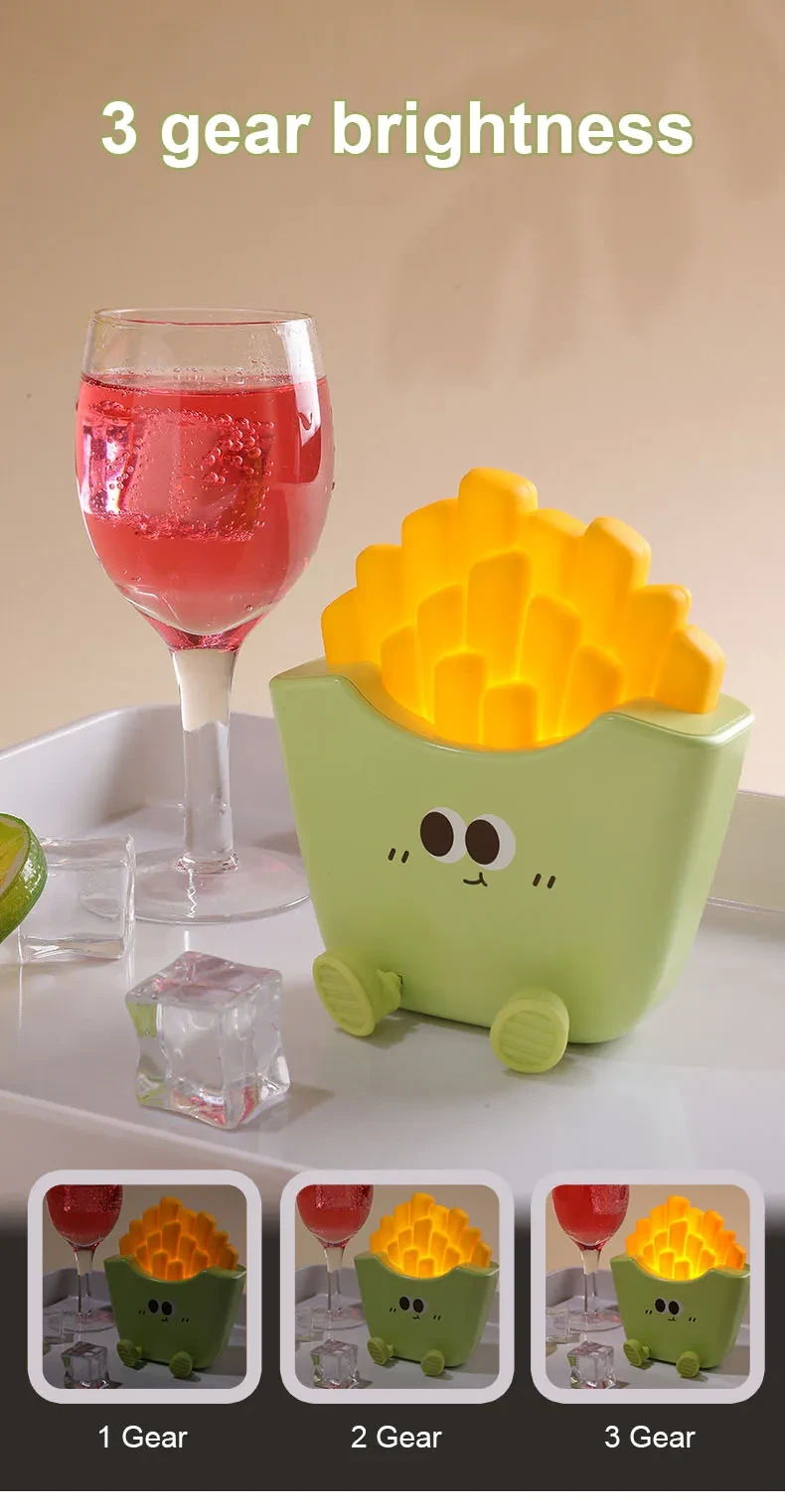 Creative Cute French Fries Night Light Charging Night Rechargeable Lamp Home Decor