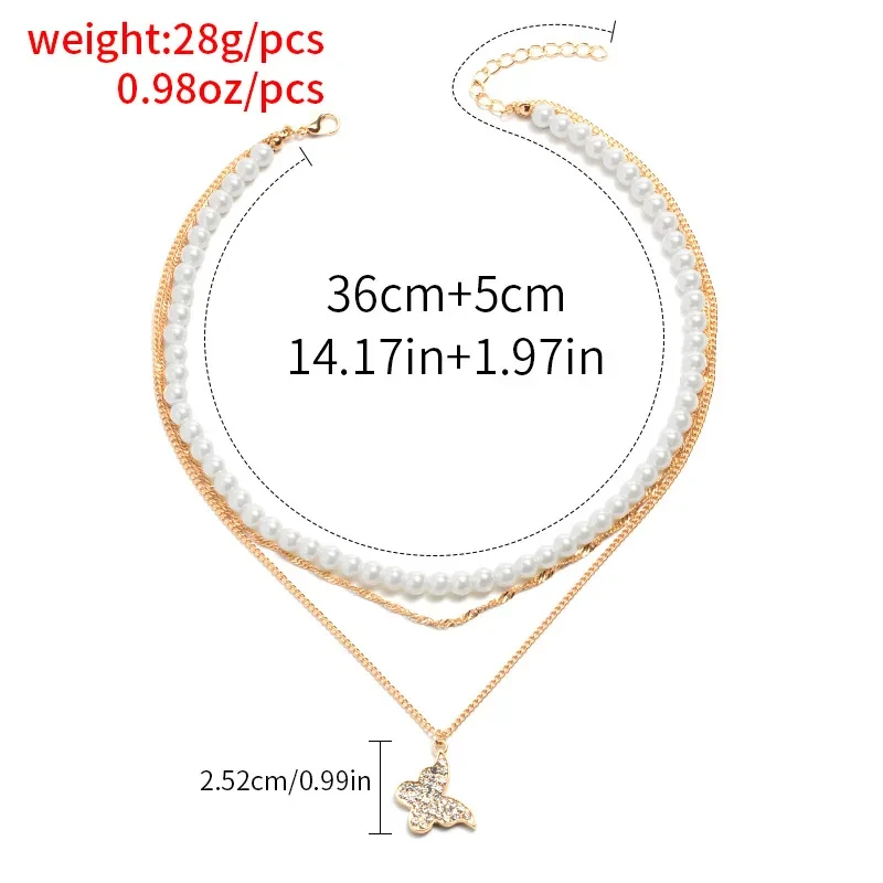 Exquisite Butterfly Multi-layer Pearl Pendant
