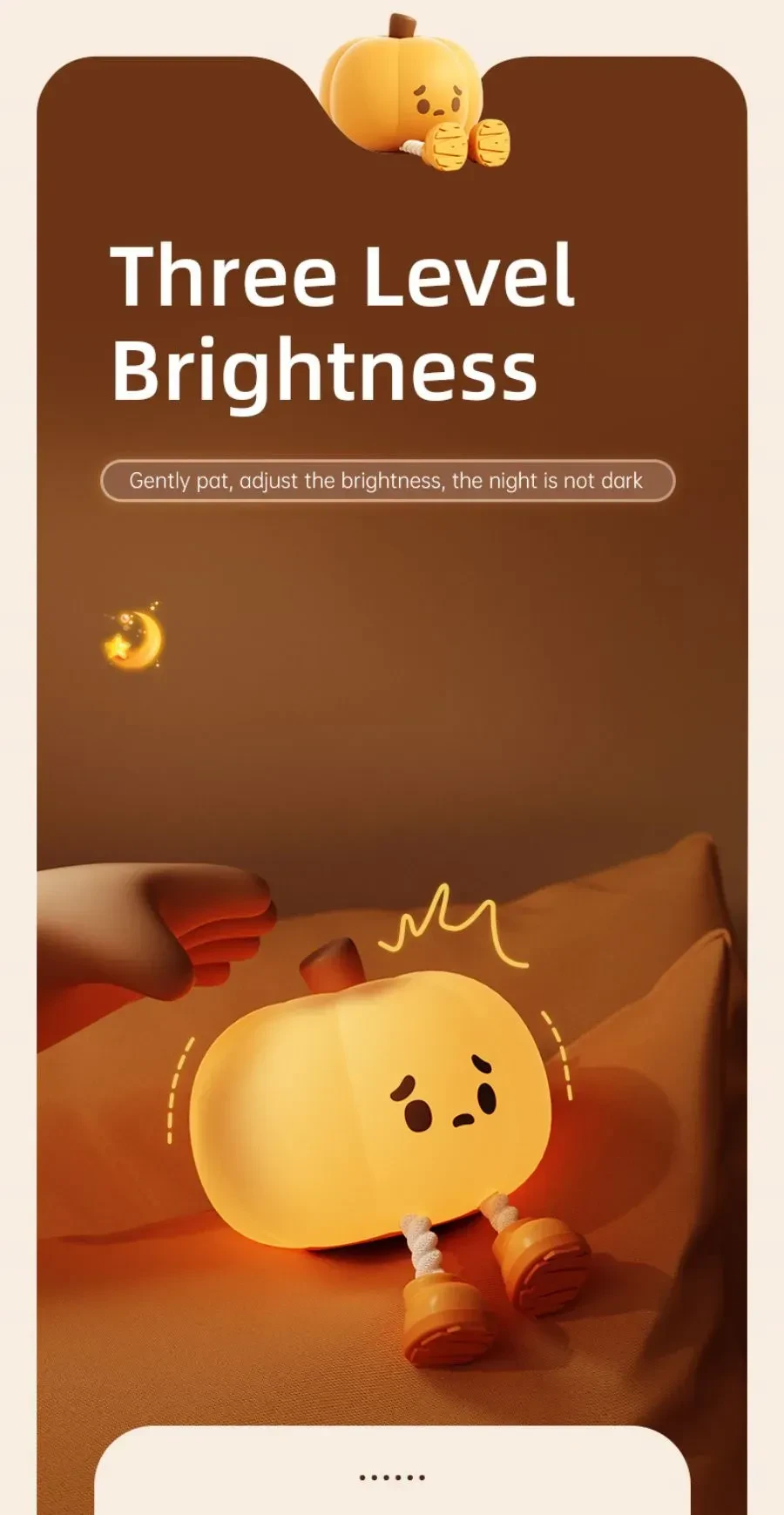 Home Decor Halloween Pumpkin Night Light Cute Soft Silicone Lamp Touch Dimmable Rechargeable Bedside Decor Light Kids Gifts Halloween Decorations