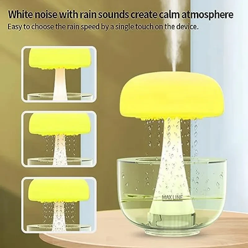 Jellyfish Raindrop Humidifier Ultrasonic Atomization Seven-color Ambience Light Cloud Rain Aroma Diffuser Home Decor