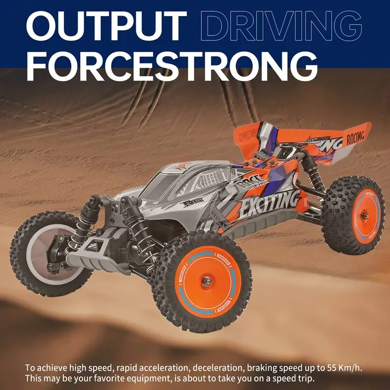 WLtoys 124010 RC Car - 1/12 Scale, 2.4GHz, 55KM/H High-Speed 4WD Off-Road Vehicle, 3 Battery Pack Included