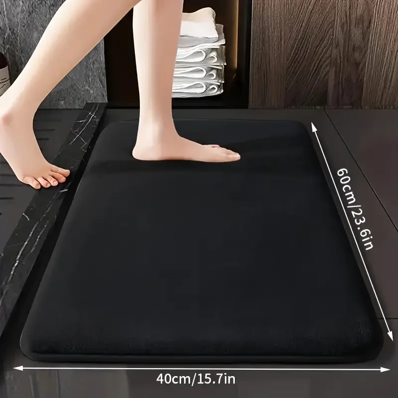1pc Luxurious Ultra Absorbent Bath Mat - 25D High-Density Soft Sponge, Non-Slip, Quick-Drying, Mildew-Resistant Bathroom Rug