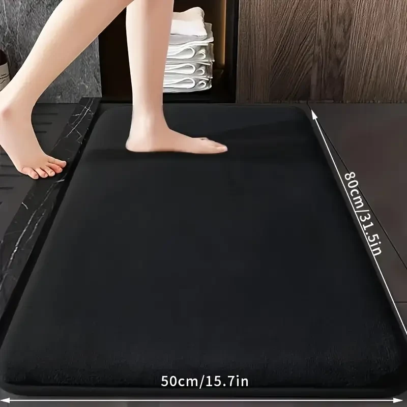 1pc Luxurious Ultra Absorbent Bath Mat - 25D High-Density Soft Sponge, Non-Slip, Quick-Drying, Mildew-Resistant Bathroom Rug
