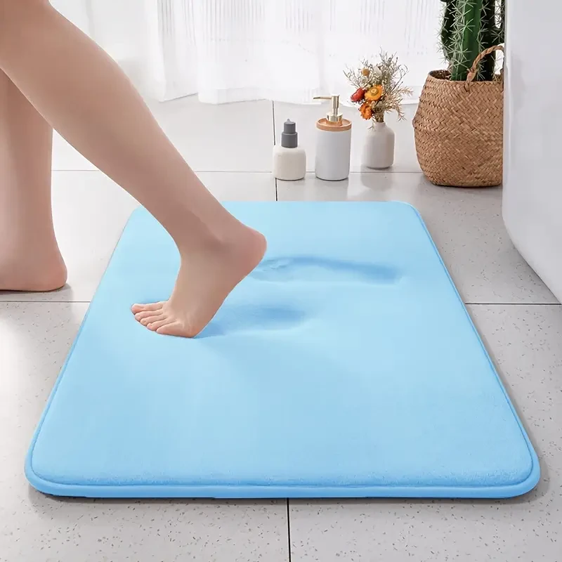 1pc Luxurious Ultra Absorbent Bath Mat - 25D High-Density Soft Sponge, Non-Slip, Quick-Drying, Mildew-Resistant Bathroom Rug