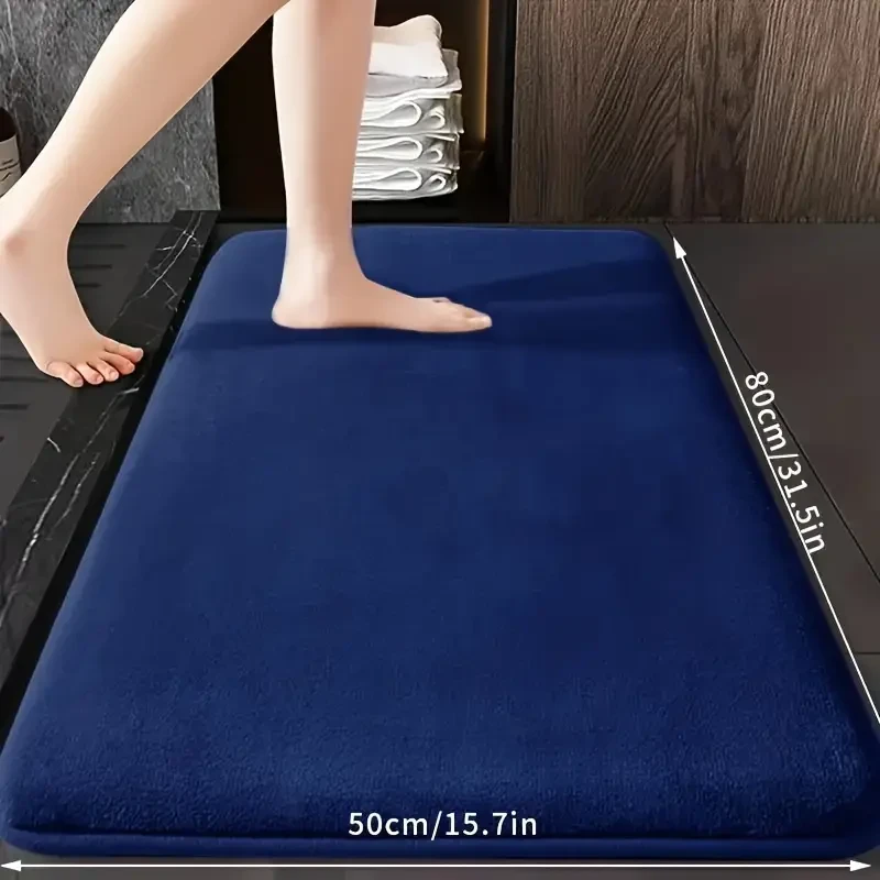 1pc Luxurious Ultra Absorbent Bath Mat - 25D High-Density Soft Sponge, Non-Slip, Quick-Drying, Mildew-Resistant Bathroom Rug