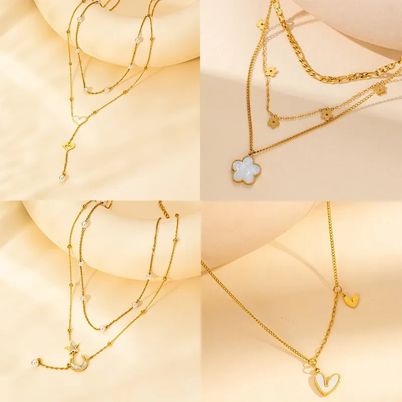 Love Heart Color Gem Necklace