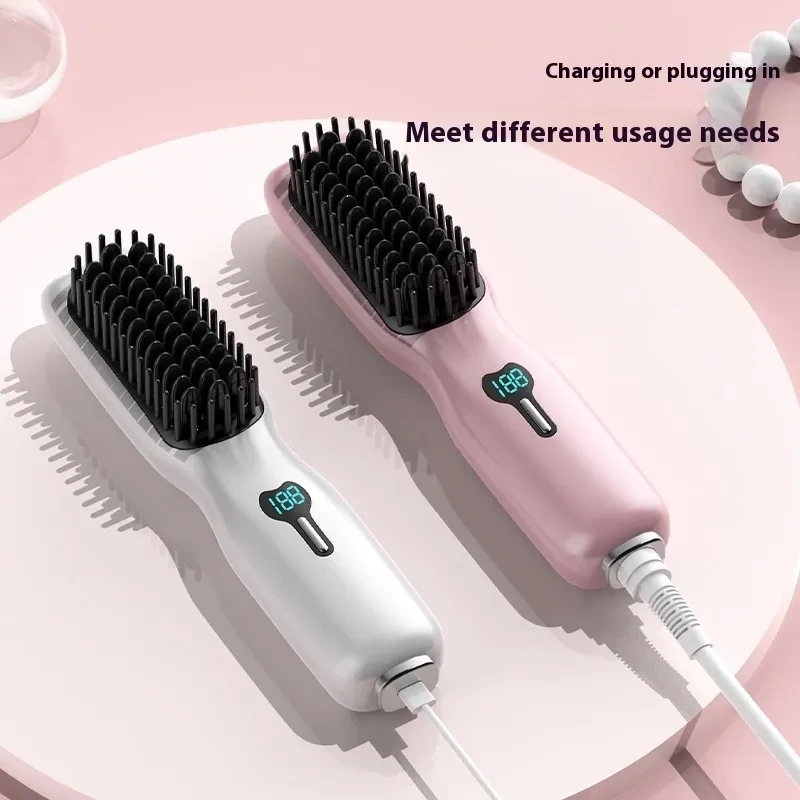 Rechargeable Wireless Straightening Comb 220 Hair Straightener Brush