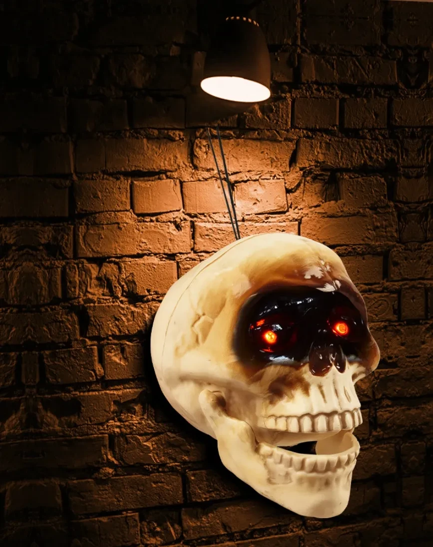 Animated Floating Skeleton Decorations Realistic Halloween Skull Heads