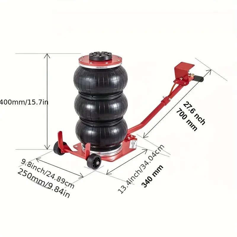 2993.71 KG Triple Bag Air Lift Jack - Pneumatic Vehicle Car Lifting Compressed Tool
