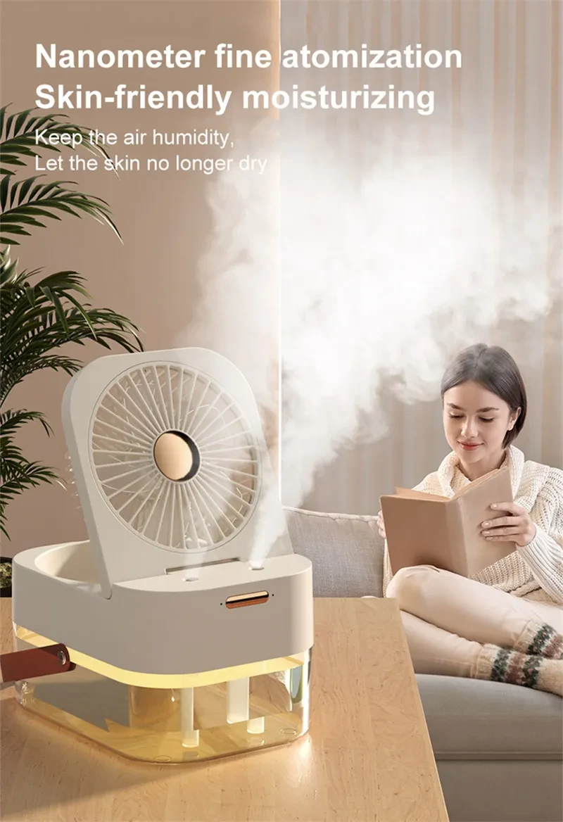 Humidifier Spray Fan Portable Fan Air Cooler Air Humidifier USB Mist Fan Desktop Fan With Night Light For Summer Home Appliance