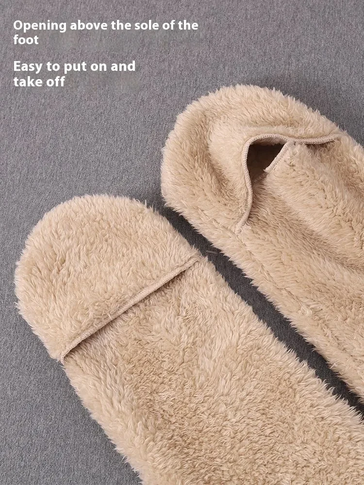 Women Coral Fleece Socks Leggings Winter Warm Sleepwear Ankles Knees Guard Women Home Pants Thick Pajamas Pant
