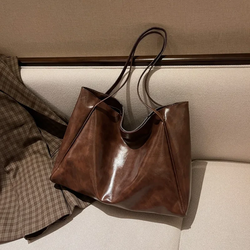 Handbag New Autumn And Winter Japanese And Korean Large Capacity Soft Leather Shoulder Bag Retro Casual Handbag