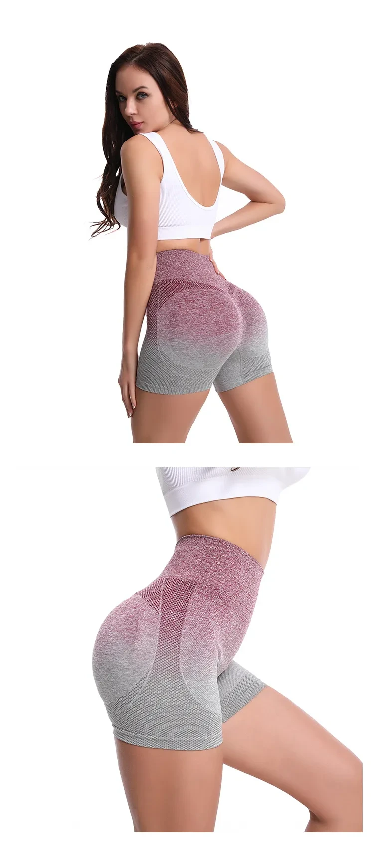 New Peach Hip Raise Yoga Pants Hanging Dyed Gradient High Waist Shorts Sports Yoga Pants
