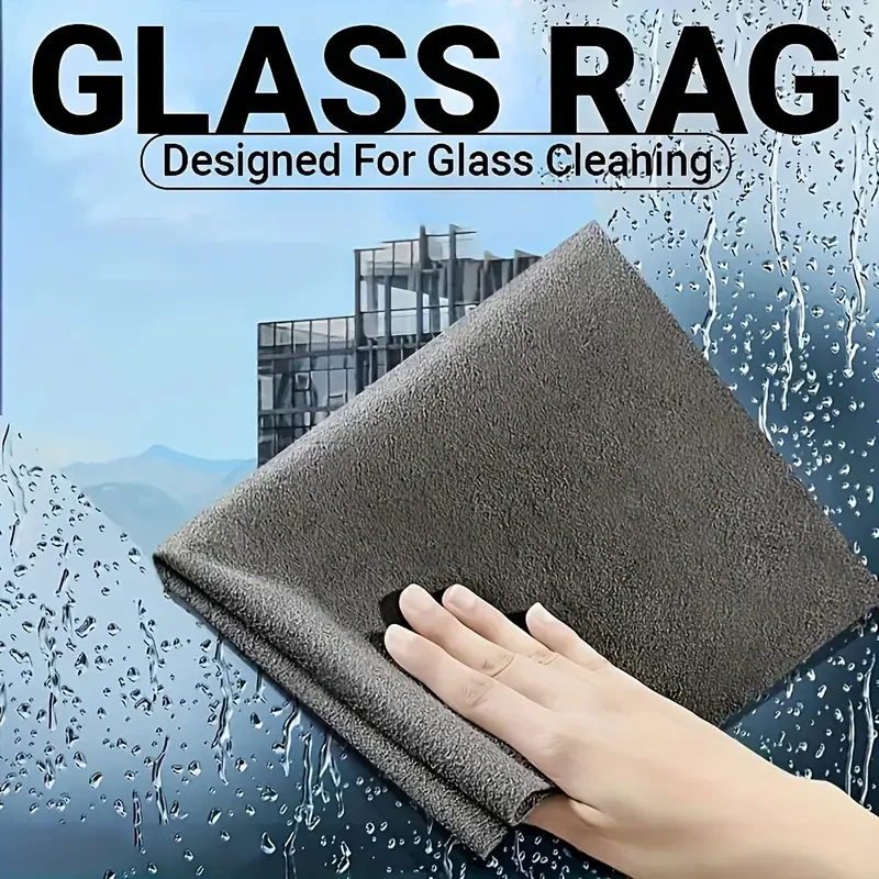 5-Pack Microfiber Glass Cleaning Cloths - Oblong, Lightweight, Non-Woven Fabric Weave - Streak-Free, Lint-Free, Highly Absorbent Towels for Mirror Polishing, Windows, and Multi-Surface Cleaning in Living Room, Bathroom,