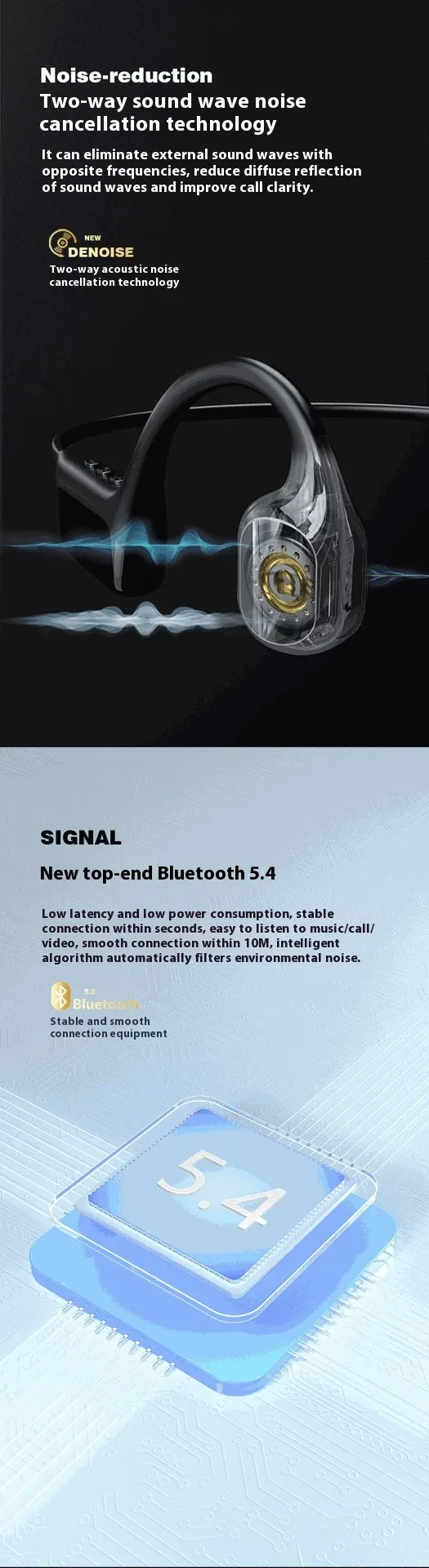 Display Screen Bluetooth-compatible Headset For Bone Conduction 53 Waterproof Sports Headset SKU: CJYP209135201AZ Lists: 25