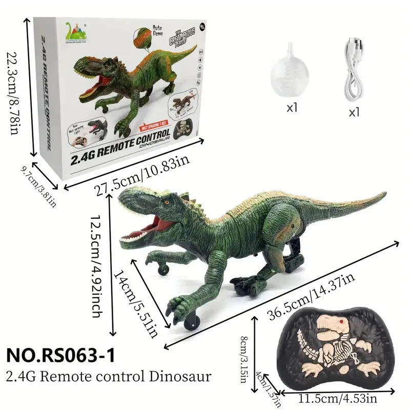 Remote Control Tyrannosaurus Rex Dinosaur Toy  Glowing Spray