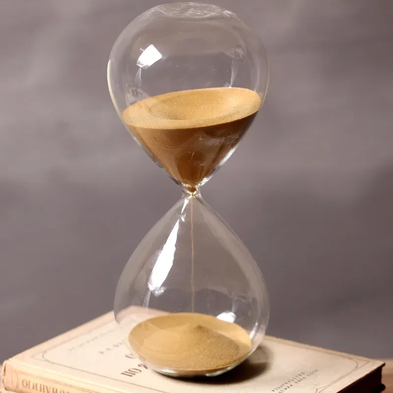 60 Minutes Timing Hourglass Height 24cm Creative Gift Glass Sand Timer Sandglass Golden Sand Home Decoration