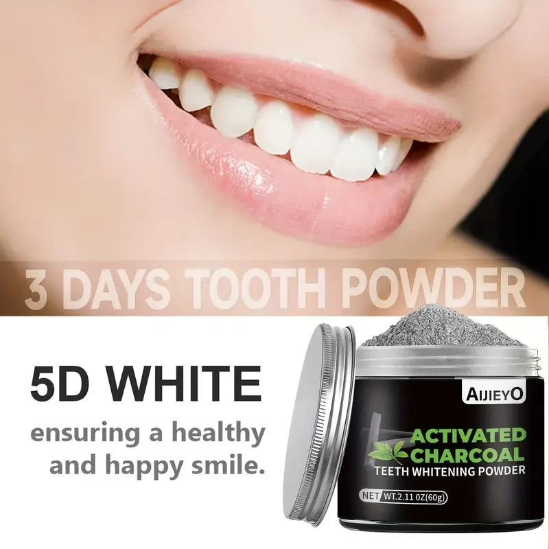 AIJIEYO Activated Charcoal Teeth Whitening Powder  Mint Flavor
