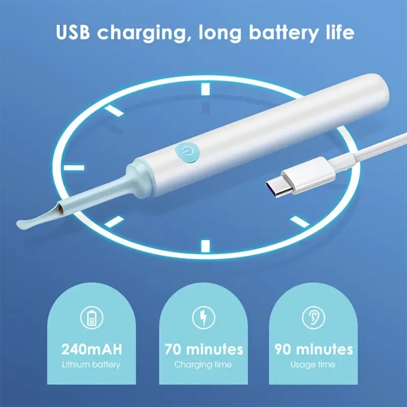 USB Rechargeable Ear Wax Removal Tool With Camera And Ear SetEasy And Safe Earwax Removal Kit With 4 Ear Spoons