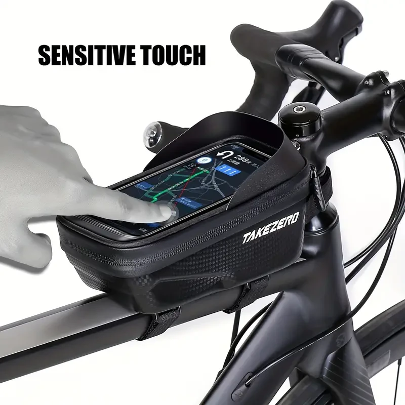 EVA Hard Shell Front Beam Bike Bag with Phone Pocket for Mountain Bikes