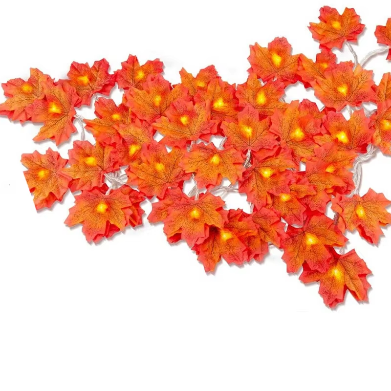 2/3/6M Christmas Decoration Artificial Maple Leaf Leaves LED Light String Lantern Garland Home Party DIY Deco Halloween New Year