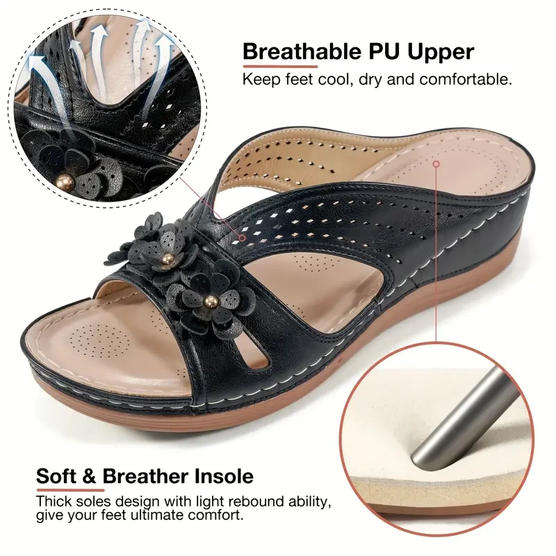 Women's Flowers Decor Slide Sandals