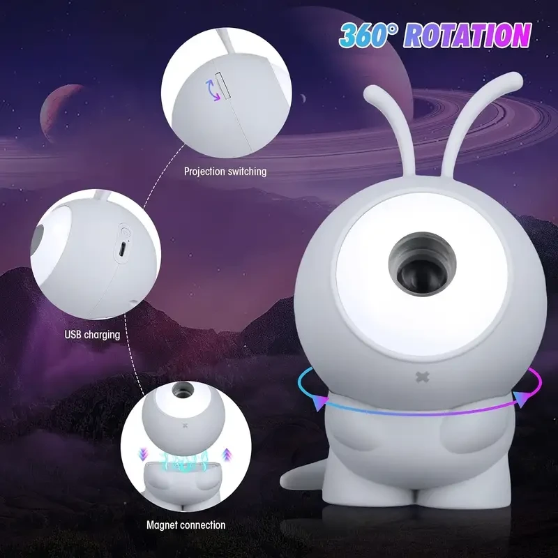 Monster Galaxy Star Projector Lamp - 6 Patterns, 360 Rotatable