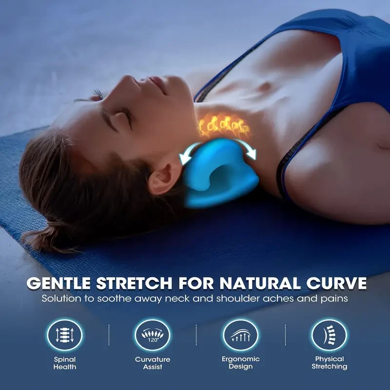 Ergonomic Neck Stretcher for Pain Relief - Cervical Traction and Spinal Correction Pillow