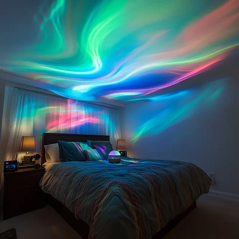Aurora & Galaxy Star Projector Lamp with Multi-Color Remote and USB