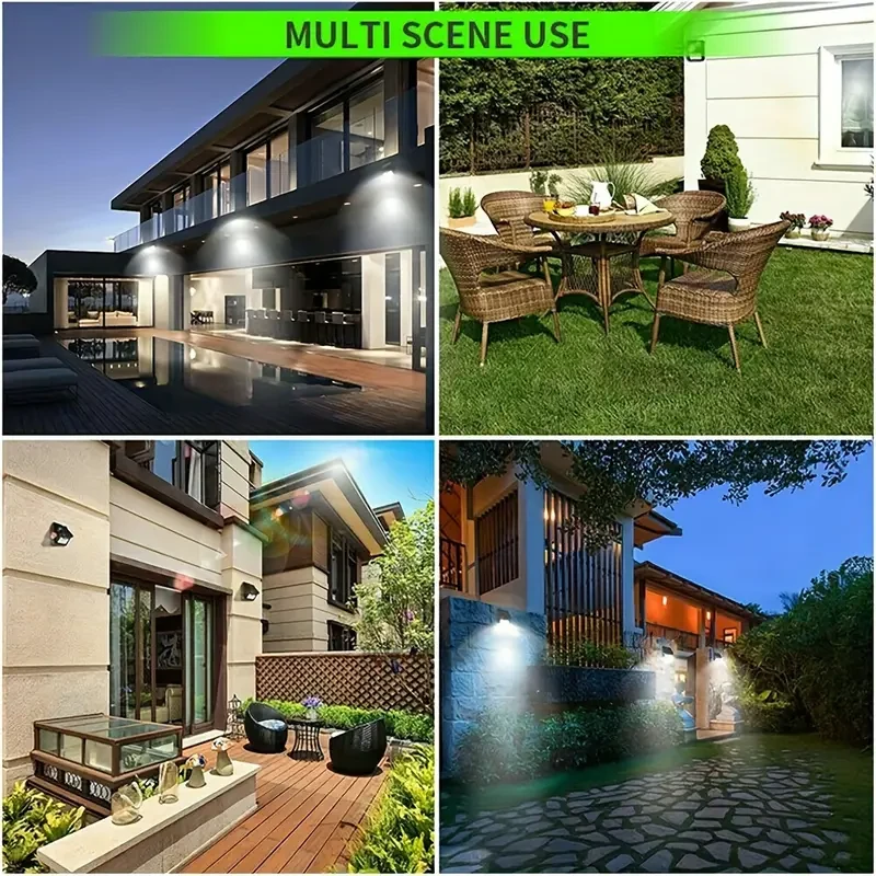2pcs 100 LED Solar Power Wall Lights - PIR Motion Sensor Outdoor Lamp