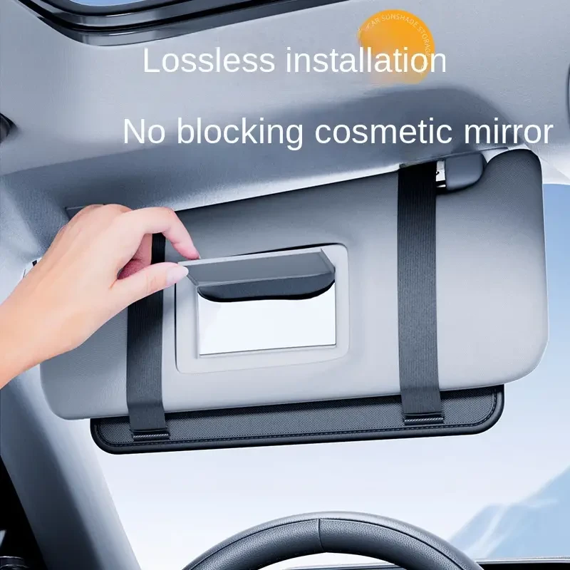 Black Faux Leather Car Sun Visor Organizer