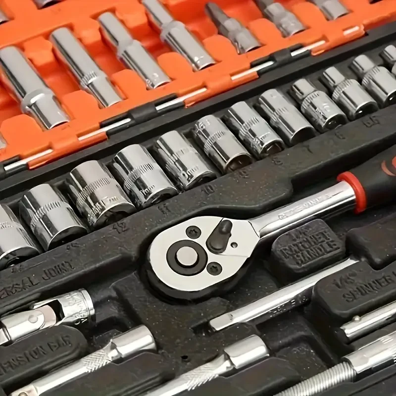 151/53-Piece Professional Automotive Tool Set with Ratcheting Wrenches