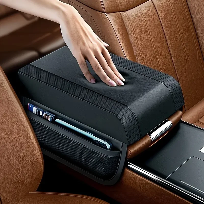 Luxury Car Armrest Cushion Pad with Storage Ergonomic Design