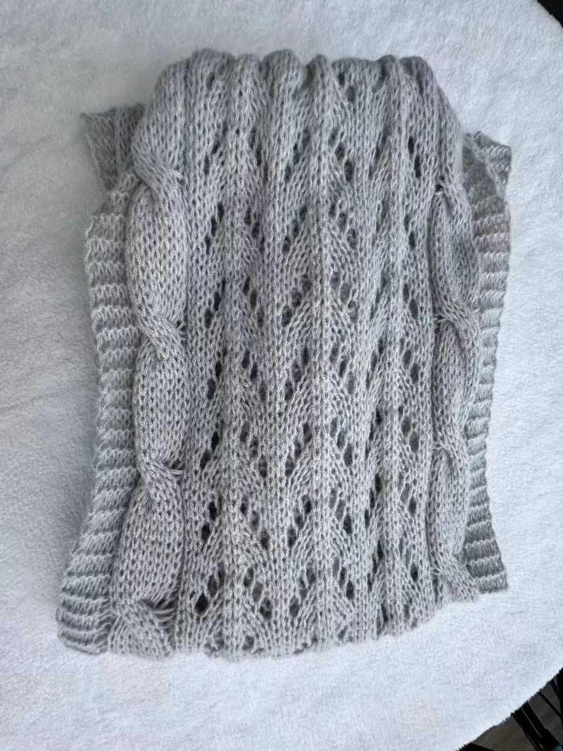 Autumn And Winter Warm Knitted Shawl Women's Hollowed-out Double Sleeve Shawl Collar Fashion Natural For Home And Party