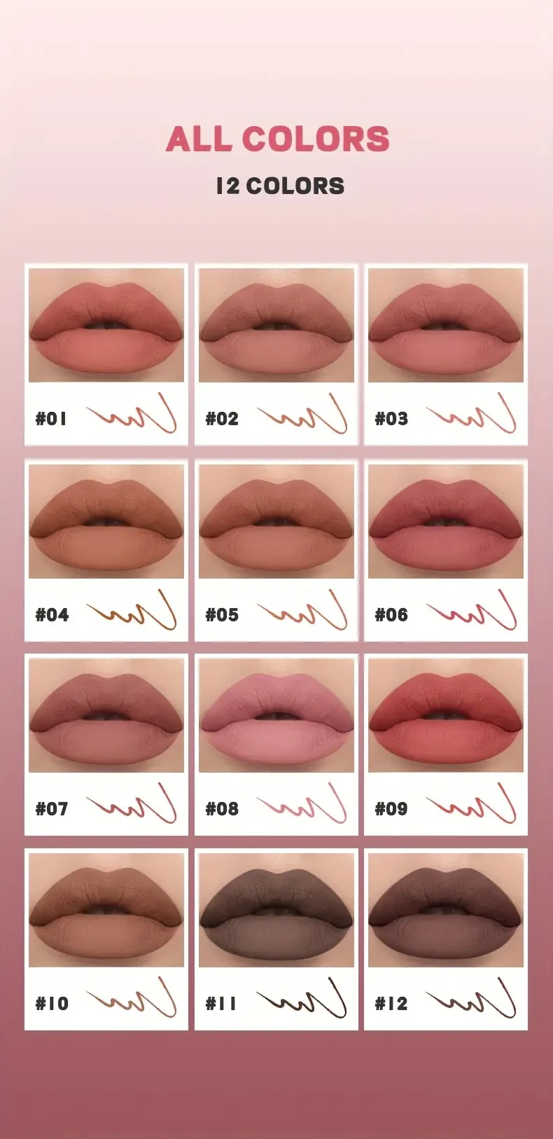 12-Color Lip Liner Pen Set