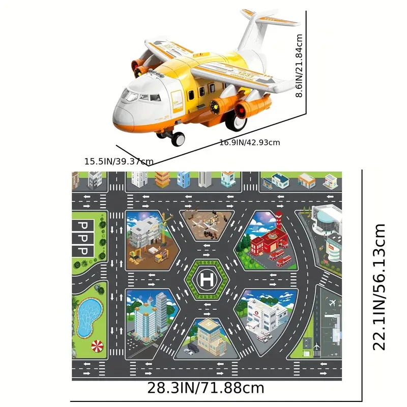 Large Transport Spray Airplane Toys for 3 Year Old - Includes 10 Vehicle Cars