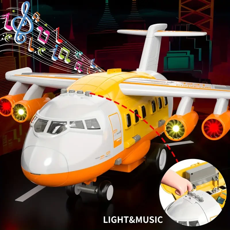 Large Transport Spray Airplane Toys for 3 Year Old - Includes 10 Vehicle Cars