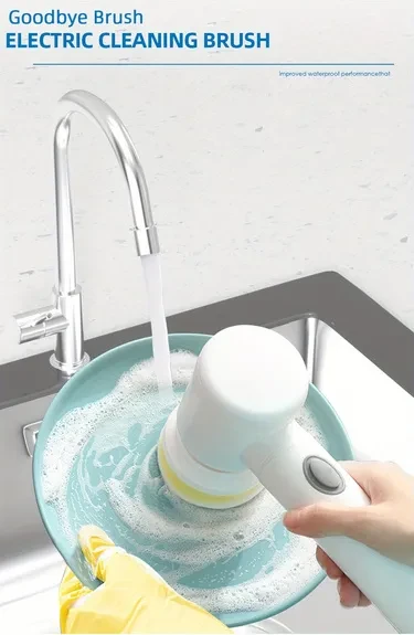 Cleaning Brush,USB Rechargeable Handheld Kitch Cleaner Coldless Rotary Brush, Power Brush Bathroom Rechargeable Brush, Automatic Rotary Power Cleaning Brush For Cleaning