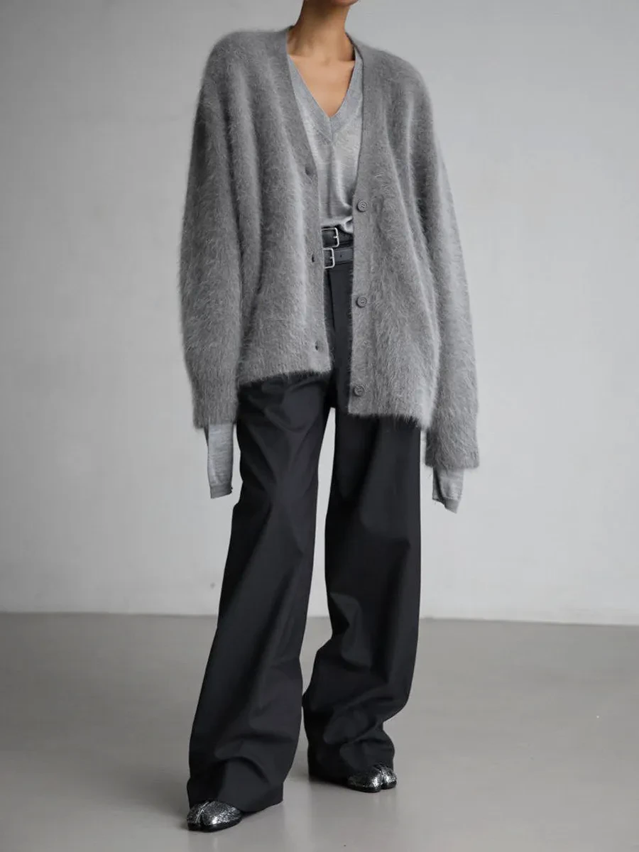 V-neck Button Cardigan Fall Winter Fashion Single Breasted Knitted Sweater