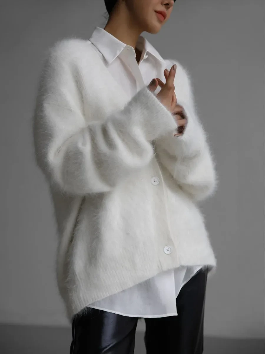 V-neck Button Cardigan Fall Winter Fashion Single Breasted Knitted Sweater