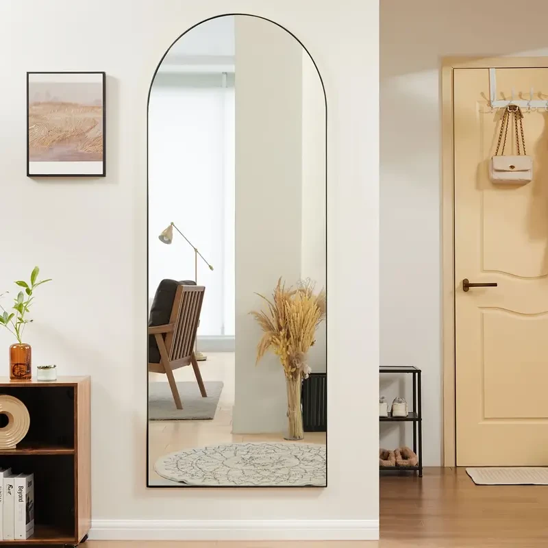 Full Length Mirror with Stand - Aluminum Alloy Frame and Shatter-Proof Nano Glass
