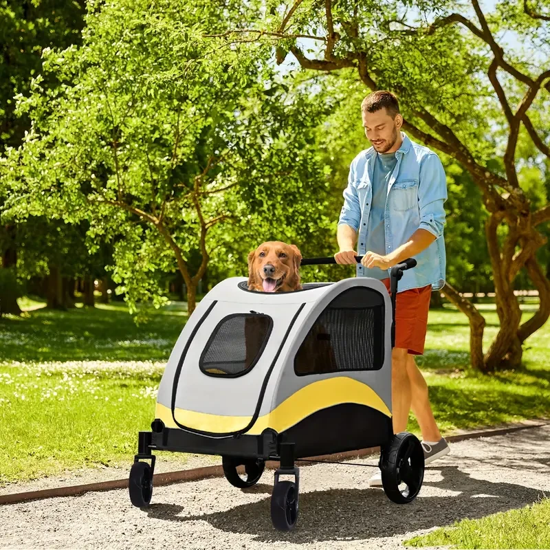 4 Wheels Pet Travel Stroller - Foldable Dog & Cat Pushchair