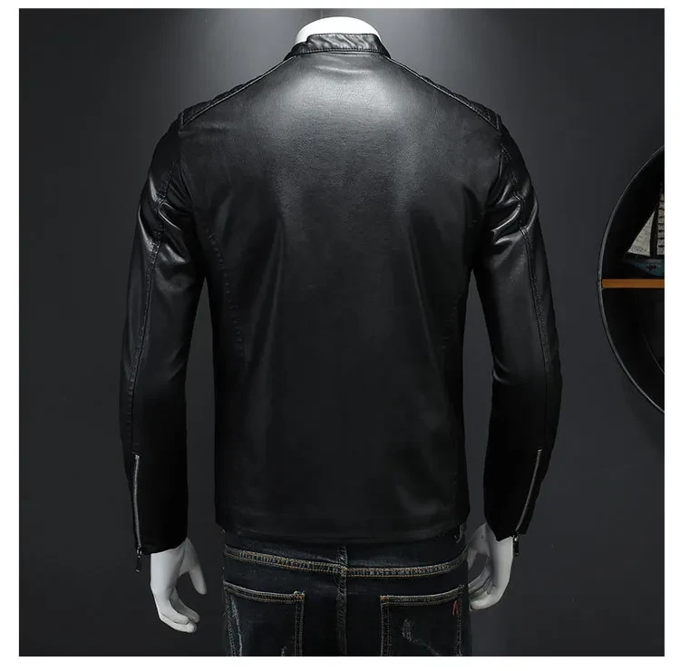 Fall Plus Size Leather Clothing With Stand Collar