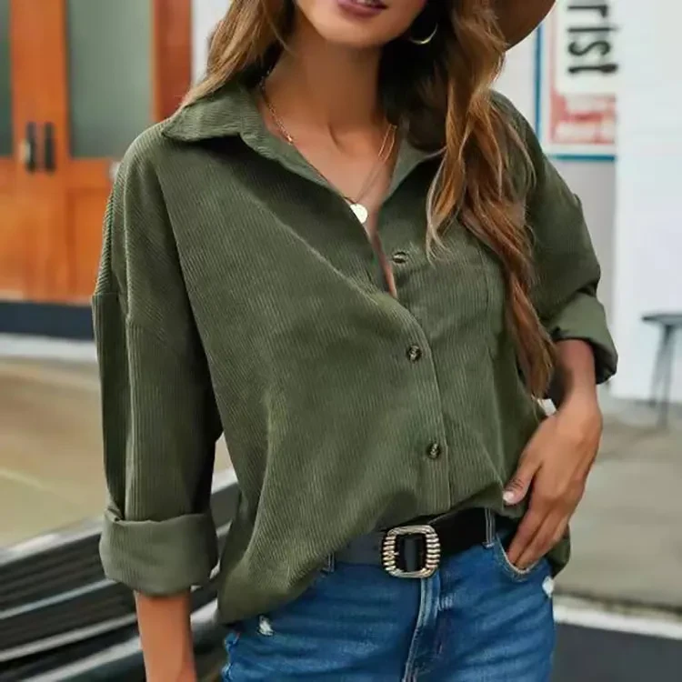 Fashion Solid Color Long Sleeve Shirt For Women