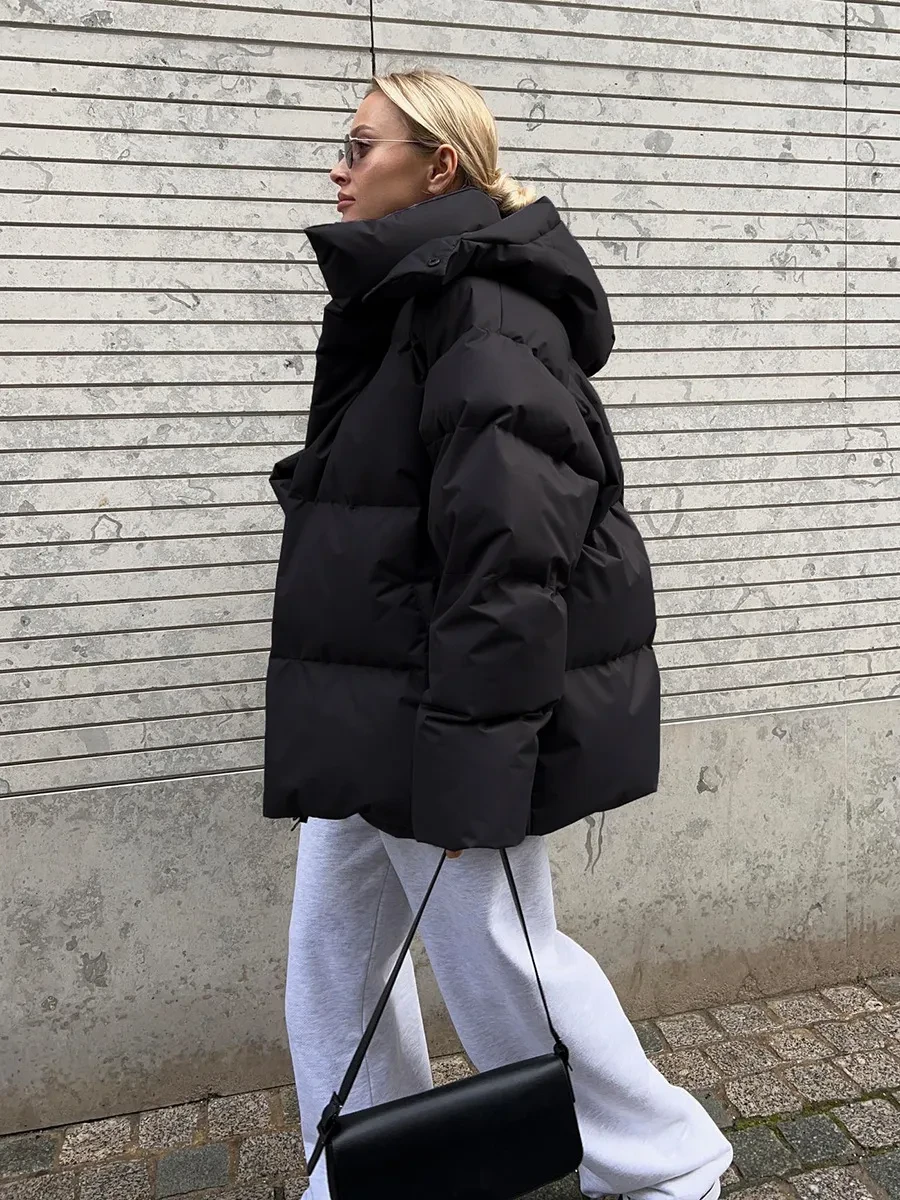 Fashion Coat With Removable Hood Cotton Jacket Winter Warm Windproof Loose Cotton Jacket Loose Parka Outerwear Clothing