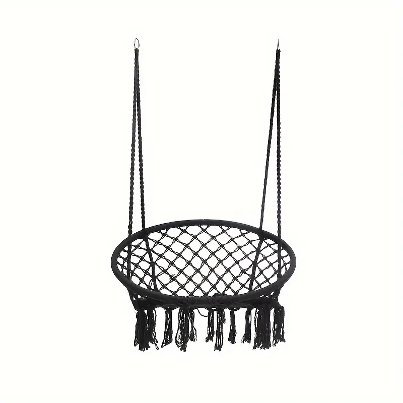 Hanging Hammock Chair - Cotton Rope with Macrame, Handmade Knitted Mesh for Indoor & Outdoor