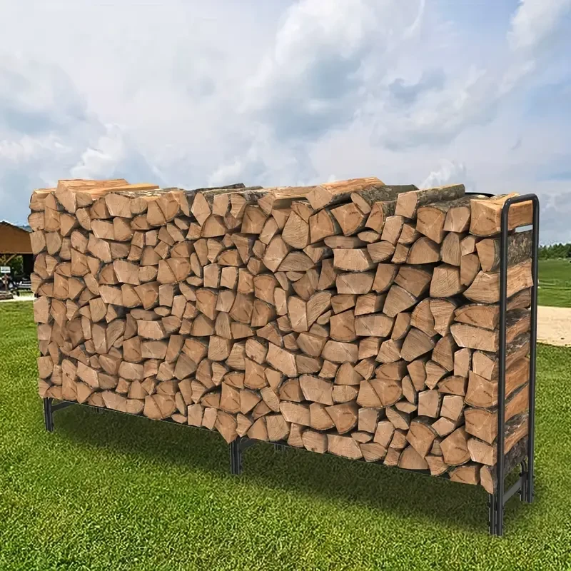 Heavy-Duty Metal Firewood Rack  Wrought Iron Log Holder for Fireplace