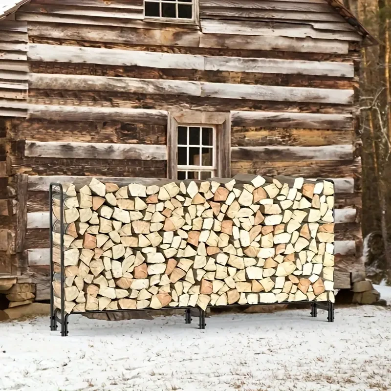 Heavy-Duty Metal Firewood Rack  Wrought Iron Log Holder for Fireplace